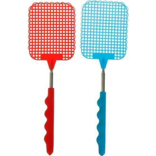 1pcs Useful Pest Control Tools Extendable Flies Swatter Plastic Simple Pattern Fly Swatter Random Color