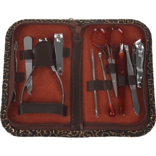 10 in 1 acrylic nail kit Stainless steel Nail Art Manicure Set portable Utility nail tools with box Cutter Clipper File Knife