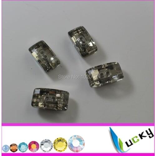 50pcs 11*21MM 2 Holes Square Shaped light coffee Color bulk Rhinestone Buttons garment decoration with silver plated back