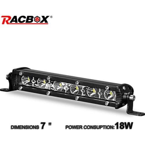 18w 7inch Slim Single Row Spot Flood Beam Mini LED Work Light Bar For ATV SUV 4WD Motorcycle Automobile Headlights Car-Styling