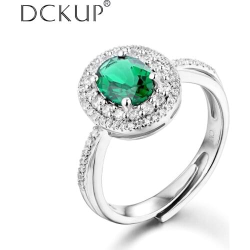925S Silver Rings Luxury OVAL 1Ct Stylish Fine Jewelry Lab Grown Created Green Emerald Ring For Women Gifts Party Birthday