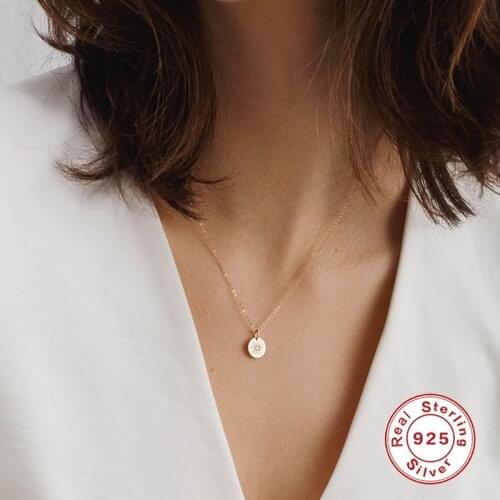 AIDE INS Round Pendant Necklace For Women Fashion Fireworks Pattern Clavicle Chain 925 Sterling Silver Collares Fine Jewelry
