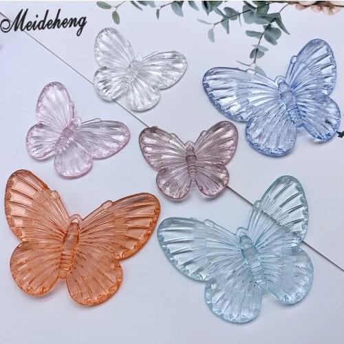 Acrylic Colorful Transparent lovely Butterfly Beads for Jewelry Making Hair Ring Hairdress Necklace Pendant Decoration Accessory