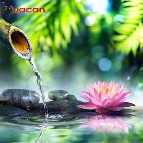 Huacan Diamond Embroidery Zen Landscape Cross Stitch Kit Diamond Mosaic Full Layout Diamond Painting Craft Kit Decoration