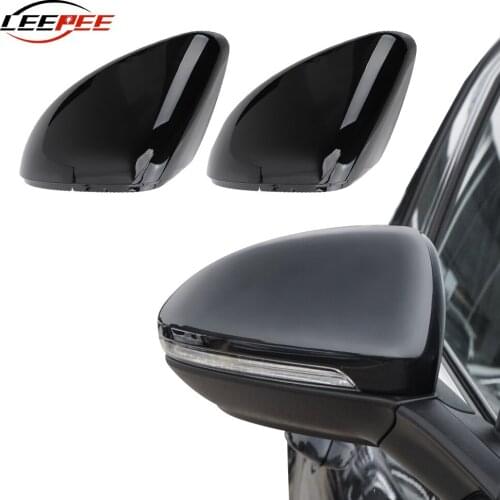 LEEPEE Car Accessories Rear View Mirror Cover For VW Golf MK7 7.5 GTI 7 7R High Quality Bright Carbon Black Mirror Housing
