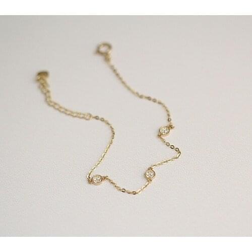 CMajor 14K Real Solid Gold CZ Charm Jewelry Minimal Simple Style Minimalist Bracelet for Women