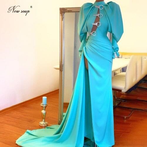 High Split Side Beaded Evening Dress Long Dubai Arabic Crystal Formal Party Gowns 2021 Middle East Prom Dresses RobesCustom Made