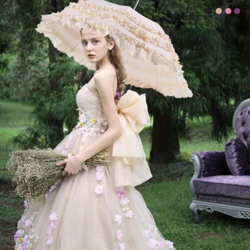 Double Lace Parasol Princess Umbrella Bridal Elegant Parasol Wedding Photography Props Lace Umbrella
