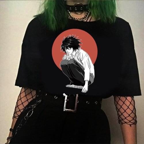Death Note Anime Tshirt L Lawliet T Shirt Men Hip Hop Harajuku Anime Unisex Tops Casual Streetwear Clothes