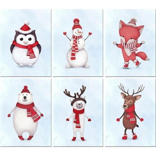 Gatyztory Frame Christmas Animals DIY Painting By Numbers Handpainted Oil Painting Canvas Colouring Gift Artwork