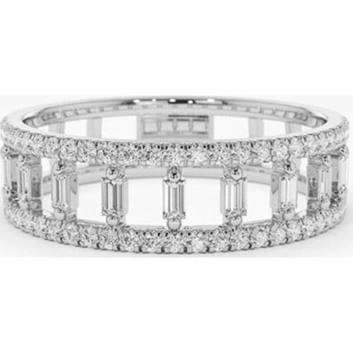 Huitan Simple Classic Band Women Ring 3 Metal Colors Dazzling Crystal Zircon Lady Engagement Rings Delicate Daily Wear Jewelry