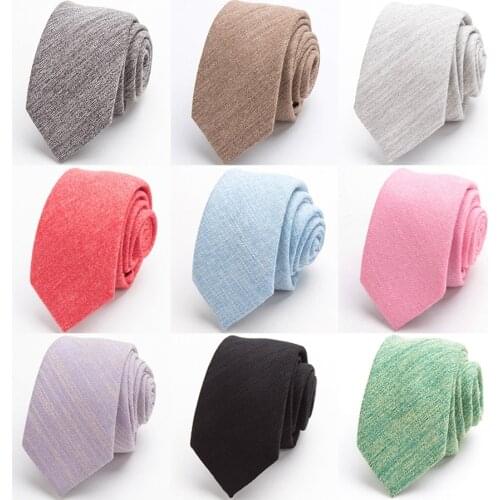 IHGSNMB Mens Solid Cotton Tie 6cm Slim Striped Ties Man Casual Red Black Green England Neck Tie for Men Wedding Accessories