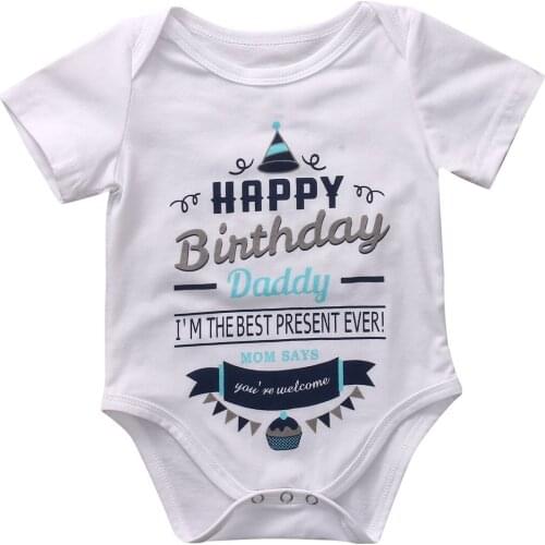 Newborn Infant Baby Boy Girl Short Sleeve Romper Jumpsuit Birthday Party Clothes Size 0-18M