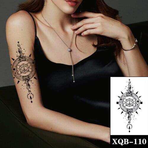 Creative Geometry Waterproof Temporary Tattoo Sticker Black Vine Jewelry Design Fake Tattoos Flash Tatoos Arm Body Art Women Men