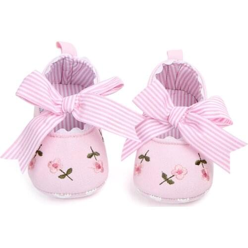 3m-18m Summer Baby Girls First Walkers Sandals Soft Non-slip Floral Bow Shoes Soft First Walking Shoes Babys Casual Shoes