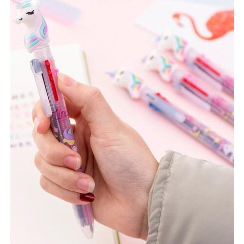 Lovely Unicorn Cartoon Silicone 6 Colors Chunky Ballpoint Pen School Office Supply Gift Stationery Ballpoint Pen School Supply
