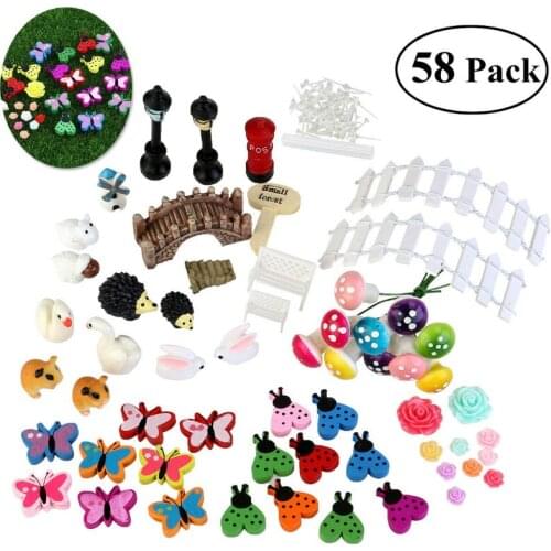 58pcs Miniature Fairy Garden Ornament Micro Landscape Mini Plant Pots Hedgehog Mushroom Craft DIY Dollhouse Decor Accessories
