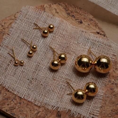 Minimalist Gold Color Metal Ball Dot Small Stud Earrings for Women Girl Charms 2020 Trendy Fashion Korean Earring Jewelry
