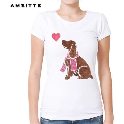 Fashion Watercolor Field Spaniel T Shirt Summer Women Cute Dog Print T-Shirt High Quality Casual Short Sleeve Tee Tops