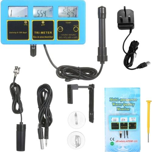 Water Quality Monitor 3-in-1 PH/Salinity/TEMP Meter Rechargeable Water Quality Tester Detector Water Quality Analysis Device