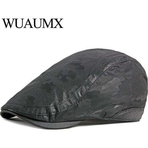 Wuaumx Spring Summer Mens Hats Camouflage Berets Hat Women Thin Breathable Quick Dry Visors Herringbone Caps Peaked Ivy Cap