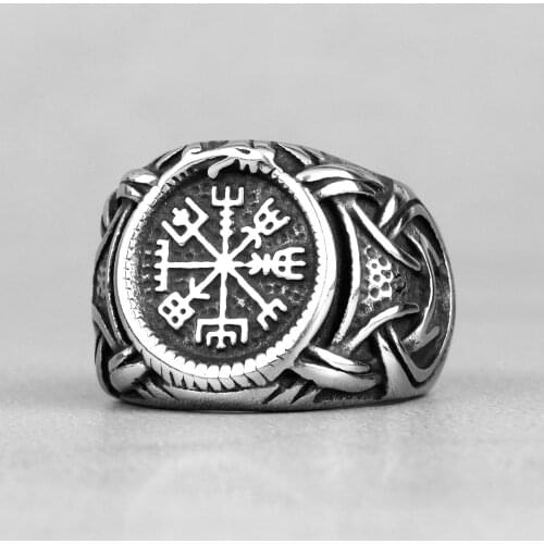 Retro Viking Mythology Symbol Celtic Knot Stainless Steel Mens Rings for Male Boyfriend Biker Jewelry Creativity Gift Wholesale
