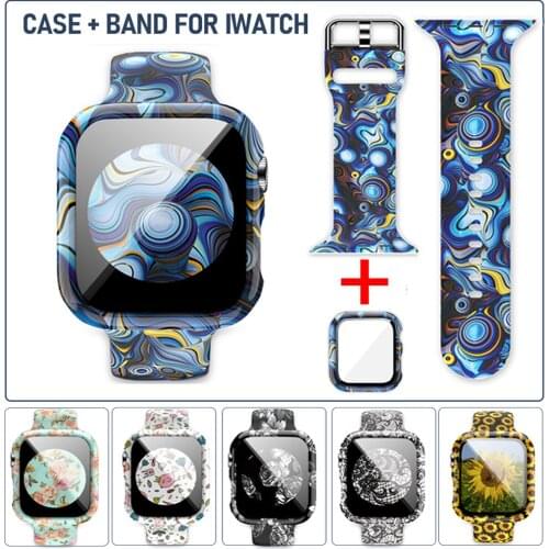 Soft Sports Band for IWatch 38/40/42/44mm Wrist Strap Bracelet for Apple Watch Series SE 6 5 4 3 Case+Silicone Watchband Bands