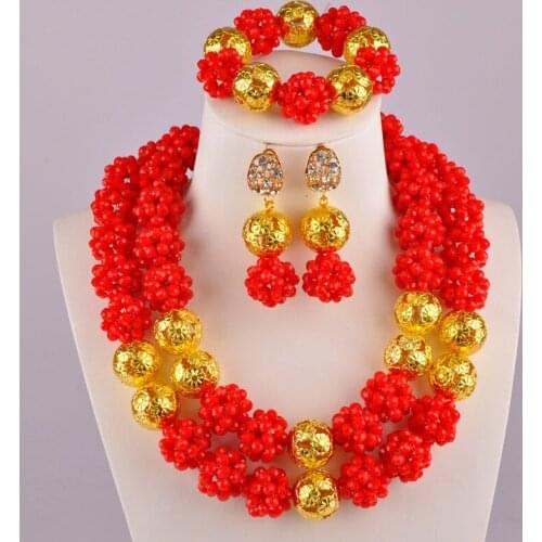 Opaque Red African Wedding Beads Nigerian Necklace