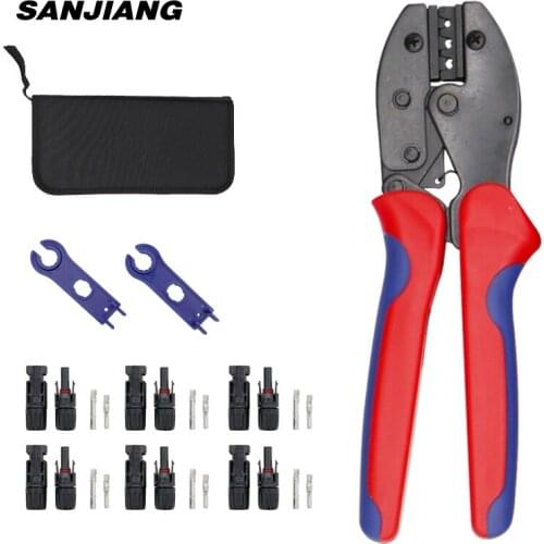 Crimping Tool for Cable 6pcs Male Female Connector+2pcs Spanners Wrench+ Wire Crimper+Tool Kit for 2.5/4/6mm² Solar PV Wire