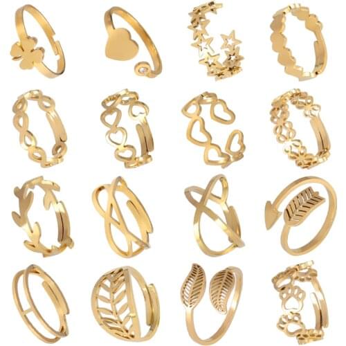 Punk Stainless Steel Rings Women Geometric Ring Rings Opening Rings For Women Chain Ring Womens Rings Charm Rings Jewelry Gifts