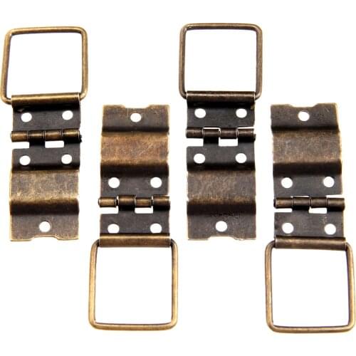 4pcs Iron Hinges Antique Bronze 38*21mm Ring Even Hinge Door Retro Jewelry Box Cabinet Furniture Hardware accessories Screws