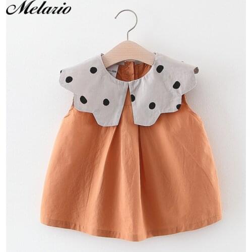 Melario Baby Girls Dress Girls Kids Children Dresses Printed Dot Mesh Summer Princess Bow Straped Dresses Little Girls Clothing
