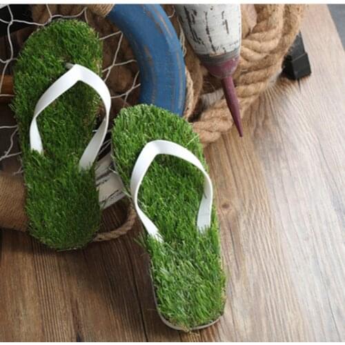 Lawn Flip-Flops for Men Women 2020 Summer Fashion Simulation Personality Grass Slippers Couple Models Outdoor Beach Shoes Men