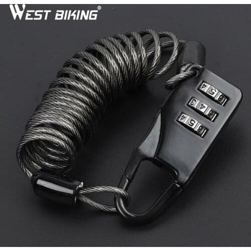 Wire Lock Cable Bike Bicycle Lock Chain Motorbike Helmet Lock Steel Wire Anti-theft Mini Password Lockstitch West Biking