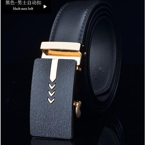 High-grade sand surface effect mens belt, genuine leather automatic buckle belt, mens business casual pants belt