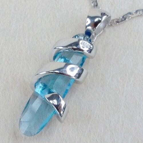 Fleure Esme Luxury Bohemia christmas pendants for women Jewelry & Accessories Pink Blue Cubic Zirconia Rhodium Plated R813 R816