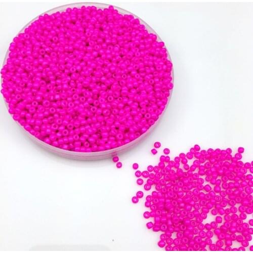 16g 1000X 2mm 12/0 Rose Pink Neon Color Opaque Round Loose Spacer Beads Cezch Glass Seed Beads Handmade Jewelry DIY Garment Bead