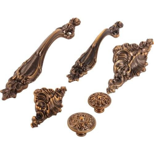 Antique Cabinet Handles And Knobs Vintage Wardrobe Door Pull Retro Coffee Drawer Handle Classical Handle Knob 32/64/96/128MM