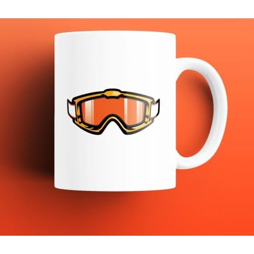 Helmet Goggles Patterned, Printed White Mug Cup, Porcelain Raw Material, Handle, Gift Product, quality Mug and Printing