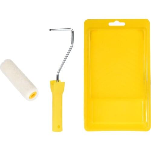 Uxcell Wool Paint Roller Brush 3" for Household Wall Painting Treatment w Handle Tray