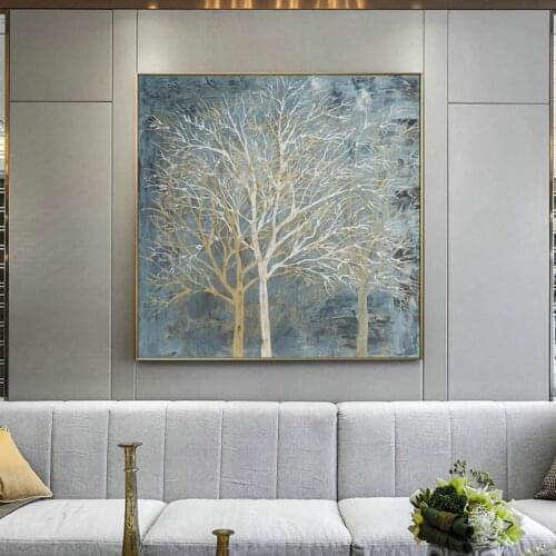 Nordic Beautiful Blue Tree Abstract Posters And Prints Wall Art Canvas Painting Abstract Trees Modern Home Decorative Pictures
