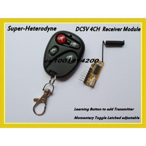 Superheterodyne Module DC5V 4CH Receiver Module Voh high level 315/433 Learning Code RF Receiver Module Mini Size 4CH Input DC5V