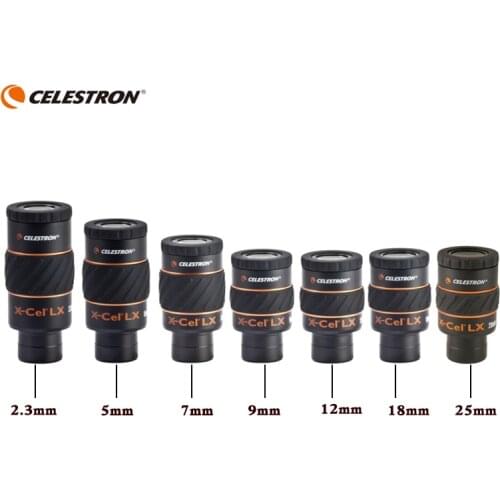 Celestron X-CEL LX 2,3mm 5mm 7mm 9mm 12mm 18mm 25mm ocular 60 grados telescopio gran angular nebulosa ocular planetario 1,25"
