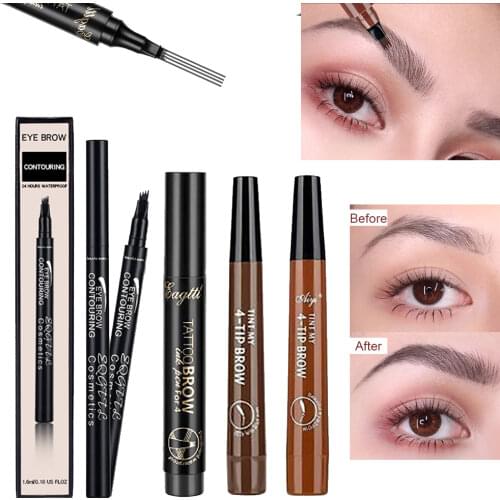 VISIBLE Waterproof 4 Fork 3D Eyebrow Pencil Natural Long Lasting Liquid Brown Nib Eyebrow Pencil Eyebrow Makeup Cosmetics