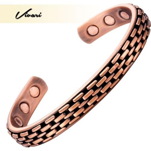 Vivari Vintage Powerful Magnetic Pure Copper Plating Bangle For Women Bracelet Fashion Men Charm Bangle New Wristband Gift