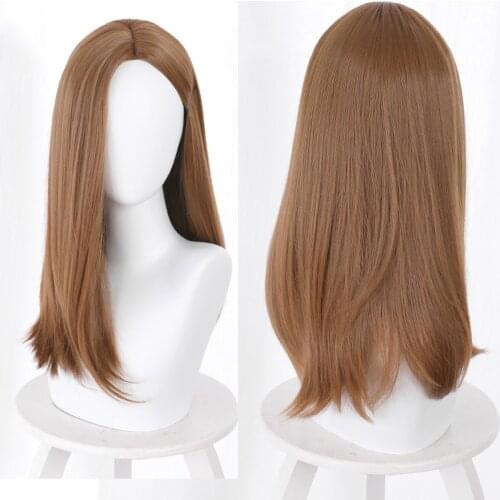 Wig long Daniela Dimitrescu Cosplay Woman Girl Wigs Lady Dimitrescu 45CM Brown Long Wig Straight Hair Carnival Party Props