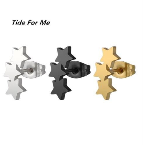 New Simple Trendy Gold Black Color Stainless Steel Star Stud Earring for Women Ear Piercings Fashion Jewelry Gifts Gift