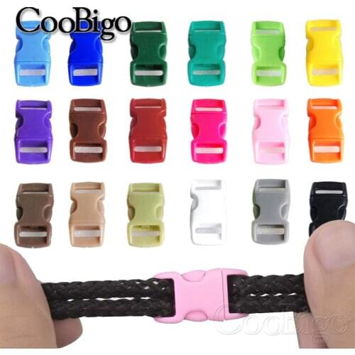 50pcs 3/8" 10mm Side Release Buckle Curved Parachute 550 Paracord Bracelet DIY Dog Collar Strap Webbing Outdoor Camp