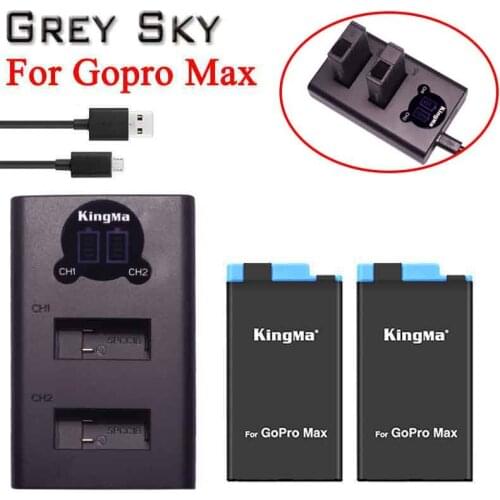 2pcs 1400mAh For Go Pro 360 Panoramic Camera Battery+USB Dual Charger For GoPro Max Camera Accessories