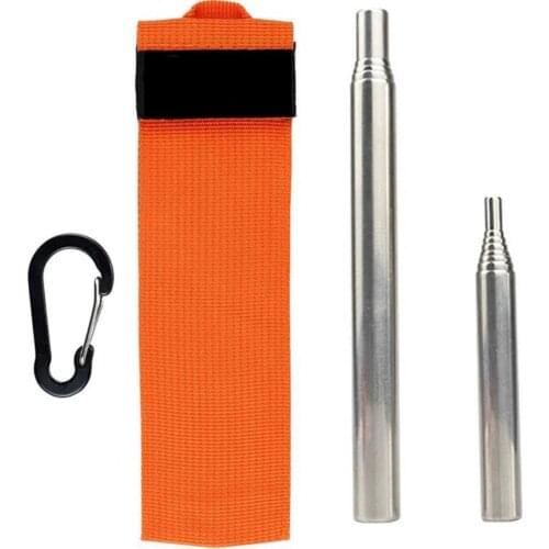 2Pcs Fire Blowpipe Waterproof Survival Metal Retractable Fire Starter Blowpipe for Outdoor Hiking